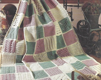 Heirloom Afghan Crochet Pattern Made From 63 Easy Stitch Squares PDF Instant Digital Download Scrap Yarn Sampler Throw Blanket Home Decor