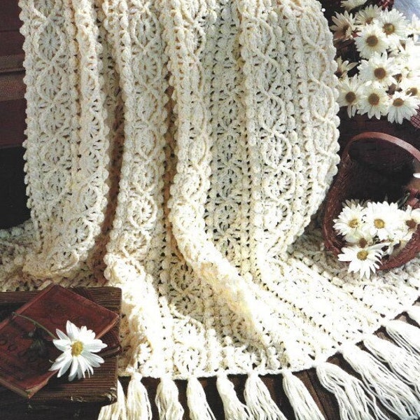 Vintage Crochet Pattern Lacy Daisy Flower Afghan PDF Instant Digital Download Elegant Floral Throw Blanket Home Decor