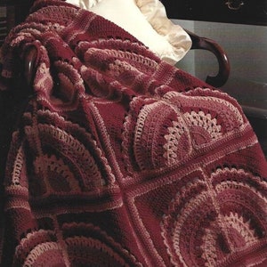 Vintage Crochet Pattern Elegant Lacy Fan Afghan PDF Download Instant Digital Download Square Motif Throw Blanket Home Decor