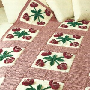 Vintage häkeln Quilt Muster Tulpe Garten Motiv Afghan PDF Download Sofortiger Digitaler Download Floral Quilt Stil Decke Wohnkultur