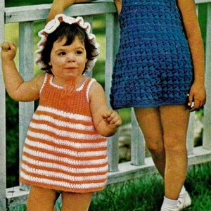 Vintage Crochet Patterns Set of 2 Toddler Dresses Matching Hat Girls Jumper Dress Matching Panties Kids Pattern PDF Instant Digital Download