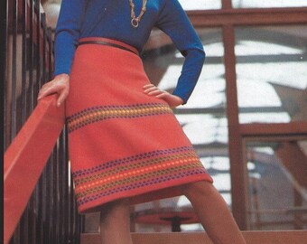 Vintage Knitting Pattern Casual Skirt Knee Length Retro Dress PDF Instant Digital Download Office Wear