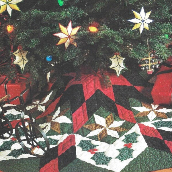 Vintage Sewing Pattern Quilted Christmas Tree Skirt and Ornaments PDF Instant Digital Download Patchwork Snowflake Stars Holiday Home Decor