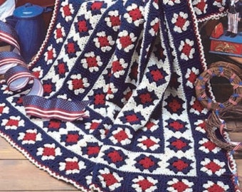 Vintage Crochet Pattern: Patriotic Granny Square Independence Day