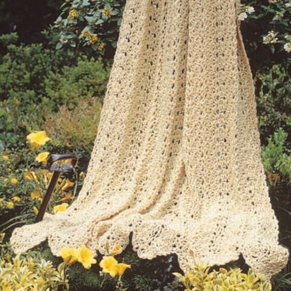 Vintage Crochet Afghan Pattern Victorian Lacy Throw Blanket PDF Instant Digital Download Golden Autumn Coverlet 56" x 65"