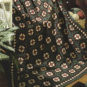 Vintage Crochet Pattern Granny Square Afghan PDF Instant Digital Download Flower Motif Throw Blanket Country Home Decor 50 x 68
