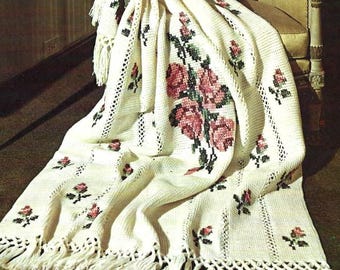 Vintage Victorian Rose Afghan Crochet Pattern (PDF Download)