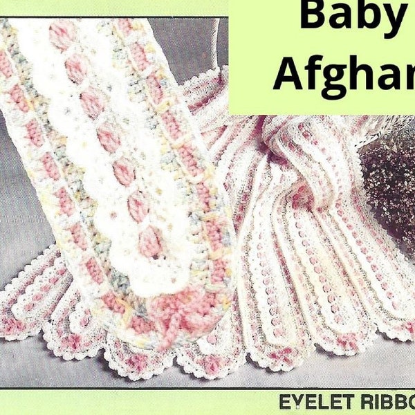 Mile a Minute Crochet Pattern Quick and Easy Baby Afghan PDF Instant Digital Download Pink and White Throw Blanket Nursery Decor 36" x 43"