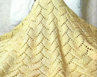 Vintage Knitting Pattern Lacy Afghan Blanket PDF Instant Digital Download Chevron Lace Design Throw Home Decor 50x64