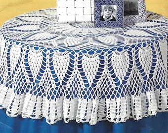 Vintage Crochet Pattern Pineapple Lacy Round Tablecloth PDF Instant Digital Download Pineapple Table Cover Heirloom 55" Diameter Home Decor