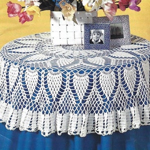 Vintage Crochet Pattern Pineapple Lacy Round Tablecloth PDF Instant Digital Download Pineapple Table Cover Heirloom 55" Diameter Home Decor