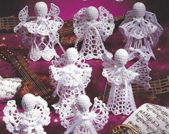 Vintage Crochet Pattern: 7 Christmas Angel Ornaments (PDF Download)