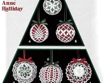 Vintage Crochet Pattern Christmas Ornament Covers Set of 6 Victorian Ball Slipcovers PDF Instant Digital Download Elegant Holiday Tree Decor