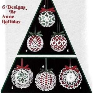Vintage Crochet Pattern Christmas Ornament Covers Set of 6 Victorian Ball Slipcovers PDF Instant Digital Download Elegant Holiday Tree Decor