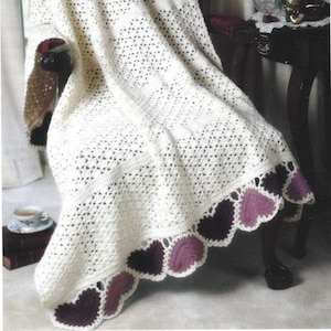 Vintage Crochet Pattern Lacy Valentine Hearts Afghan PDF Instant Digital Download Lacey Holiday Throw Blanket Spring Home Decor