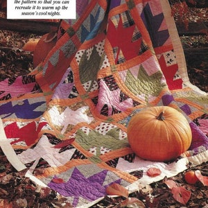 Vintage Quilting Pattern Falling Leaves Quilt Throw Instant Digital Download Maple Leaf Autumn Blanket Sewing Pattern Fall Home Decor