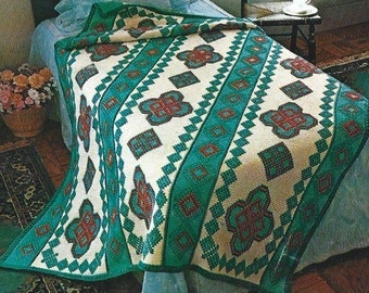 Couverture indienne aztèque au crochet vintage PDF en téléchargement numérique instantané de style sud-ouest Navajo, décoration d'intérieur
