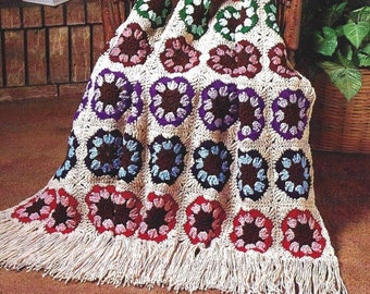 Flower Granny Square Blanket Crochet Pattern Granny Afghan Quilt