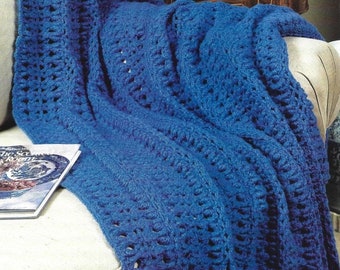 Mile a Minute Crochet Pattern Blue Lavish Afghan Blanket PDF Instant Digital Download Vintage Cozy Throw Blanket Home Decor