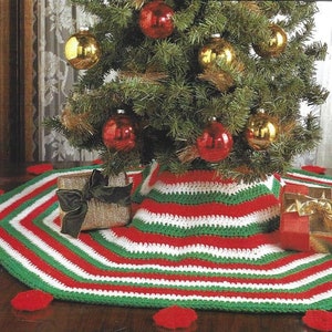 Vintage Christmas Crochet Pattern Festive Tree Skirt PDF Instant Digital Download Retro Holiday Decor