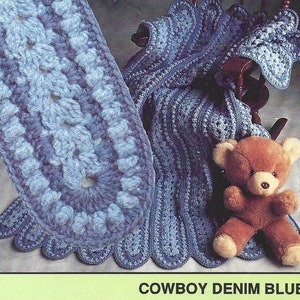 Mile a Minute Crochet Pattern, Cowboy Denim Afghan Pattern, PDF Instant Digital Download, Quick and Easy Crochet Pattern , Blanket Pattern