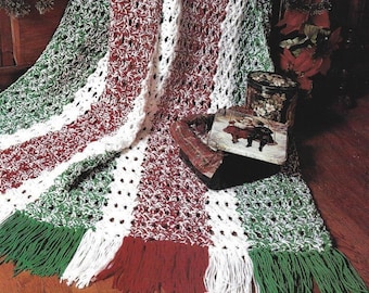 Vintage Crochet Christmas Afghan Pattern PDF Instant Digital Download Weekend Project Lapghan Throw Blanket 44" x 51"  Classic Holiday Decor