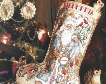 Cross Stitch Pattern Christmas Stocking Pillow and Ornaments Set of 3 PDF Digital Download Traditional Santa Clause Holiday Home Decor