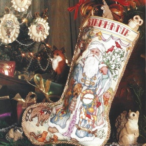 Cross Stitch Stocking Pattern Santa Claus PDF Digital Download Vintage Christmas Old Fashion Santa Xstitch Embroidery Needlepoint