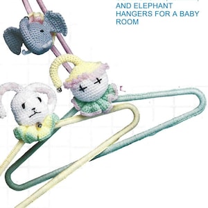 Vintage Crochet Baby Hangers Pattern Amigurumi Plush Stuffed Animal Head Elephant Rabbit Clown PDF Instant Digital Download Baby Shower Gift