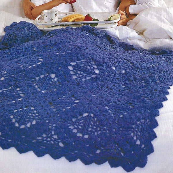 Vintage Crochet Pattern Lacy Victorian Afghan Shawl PDF Instant Digital Download Lightweight Coverlet Lapghan Throw Wrap Blanket 45" x 55"