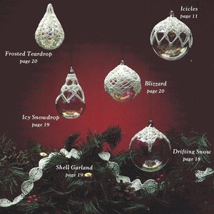 Vintage Crochet Pattern Lacy Victorian Christmas Ball Covers Ornaments and Garland PDF Instant Digital Download 6 Designs Holiday Decor