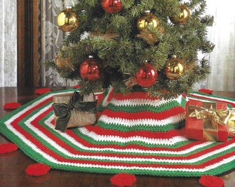 Vintage Christmas Crochet Pattern Festive Tree Skirt PDF Instant Digital Download Retro Holiday Decor