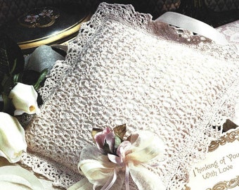 Vintage Crochet Pattern Lacy Accent Throw Pillow PDF Instant Digital Download Wedding Ring Bearer Pillow Heirloom