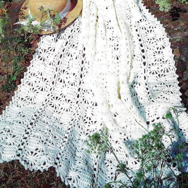 Mile a Minute Crochet Pattern Queen Annes Lace Afghan Blanket PDF Instant Digital Download Victorian Heirloom Blanket Openwork Couch Throw