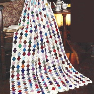 Vintage Crochet Pattern Granny Square Afghan Blanket PDF Instant Digital Download Mile a Minute Style Throw Blanket Shabby Chic Home Decor