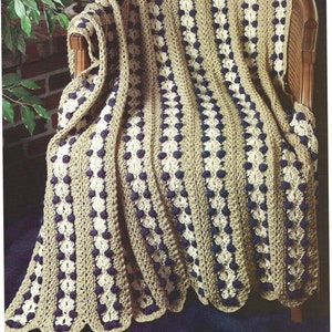 Coperta afgana vintage blu e marrone chiaro all&#39;uncinetto, modello &quot;Mile a Minute&quot;, PDF, download digitale istantaneo, arredamento per la casa