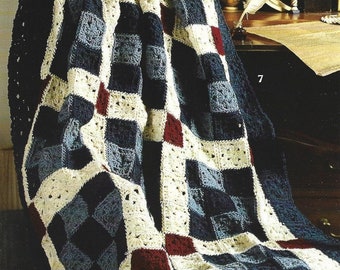 Vintage Quilt Crochet Pattern Granny Square Patchwork Afghan PDF Instant Digital Download Nine Patch Throw Blanket Home Decor