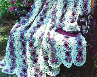 Mile a Minute Crochet Pattern Lacy Flowers Afghan PDF Instant Digital Download Victorian Floral Throw Blanket Coverlet Couch Throw 47 x 63