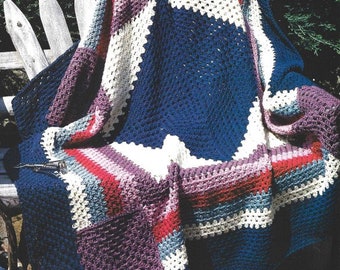 Vintage Crochet Pattern Giant Granny Square Afghan PDF Instant Digital Download Square Motif Throw Blanket Bed Coverlet Home Decor