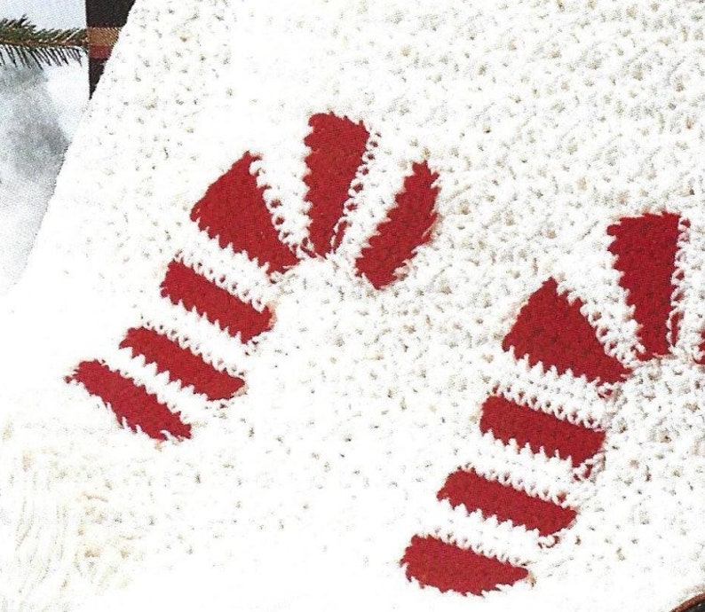 Vintage Christmas Crochet Pattern Candy Cane Afghan PDF Instant Digital ...