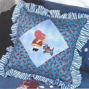 Sunbonnet Sue and Scottie Pillow Pattern Instant Digital Download Sunbonnet Sue & Dog Walking Sewing Pattern Kids Bedroom Decor