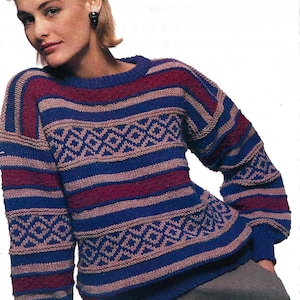 80s Jacquard Sweater - Etsy