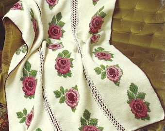 Vintage Rose Afghan Crochet Pattern, Lacy Victorian Throw (PDF Pattern)