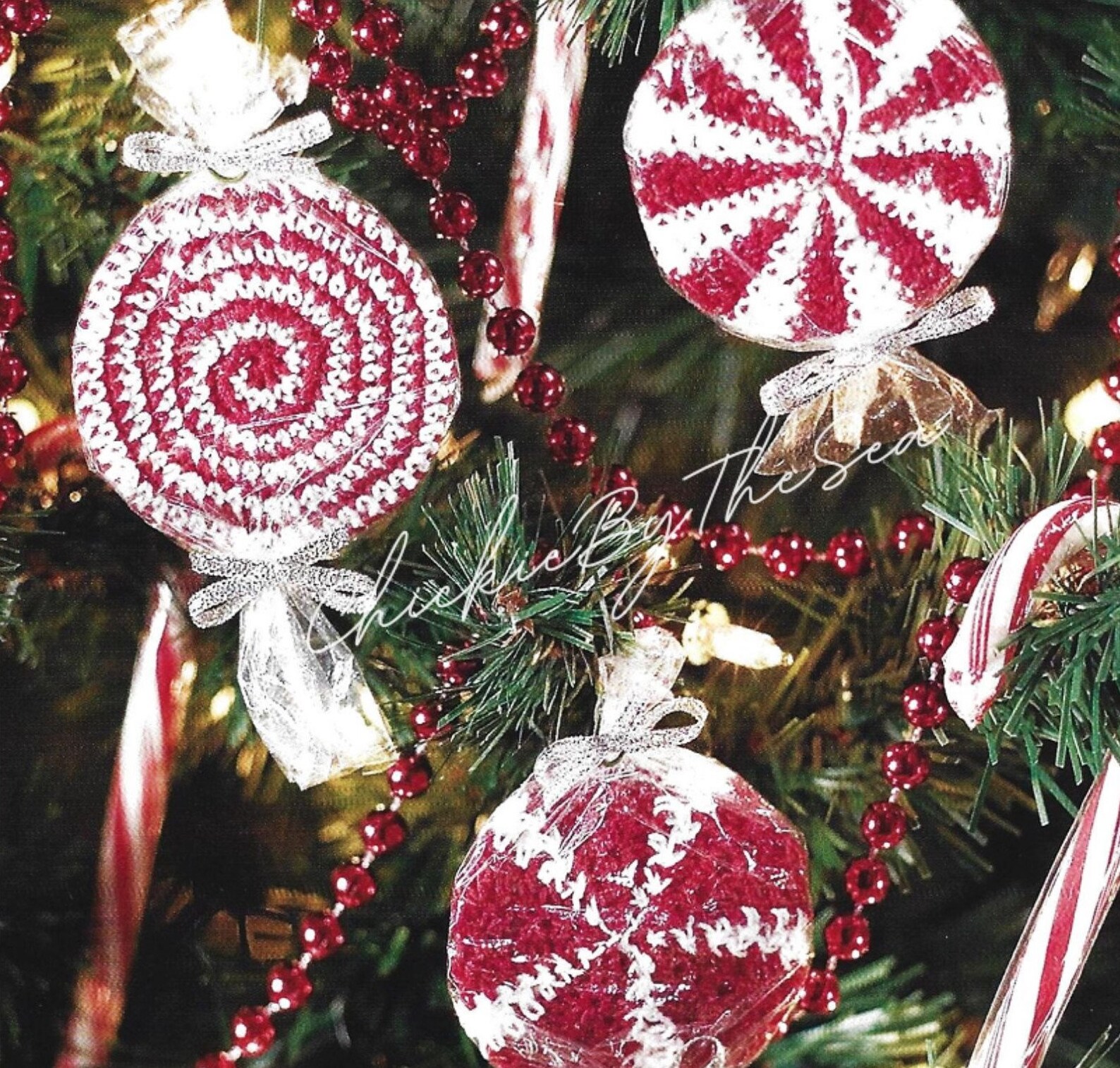 Vintage Crochet Pattern Peppermint Candy Cane Ornaments Set of 3 PDF ...