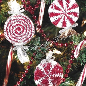 Vintage Crochet Pattern Peppermint Candy Cane Ornaments Set of 3 PDF ...