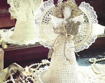 Vintage Crochet Pattern Lacy Victorian Angel Christmas Tree Topper PDF Instant Download Holiday Ornament Mantel Home Decor