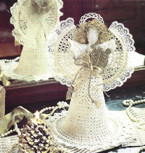 Vintage Crochet Pattern Lacy Victorian Angel Christmas Tree Topper 
