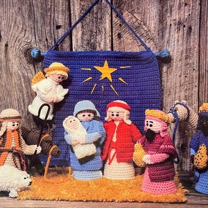 Vintage Crochet Christmas Pattern Nativity Scene Holy Family 3 Wise Men Animals 16 Design Set PDF Instant Digital Download Holiday Decor