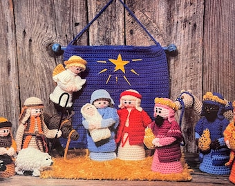 Vintage Crochet Christmas Pattern Nativity Scene Holy Family 3 Wise Men Animals 16 Design Set PDF Instant Digital Download Holiday Decor