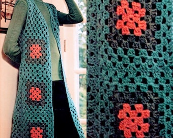 Vintage Granny Square Crochet Cardigan Duster Pattern (PDF Download)
